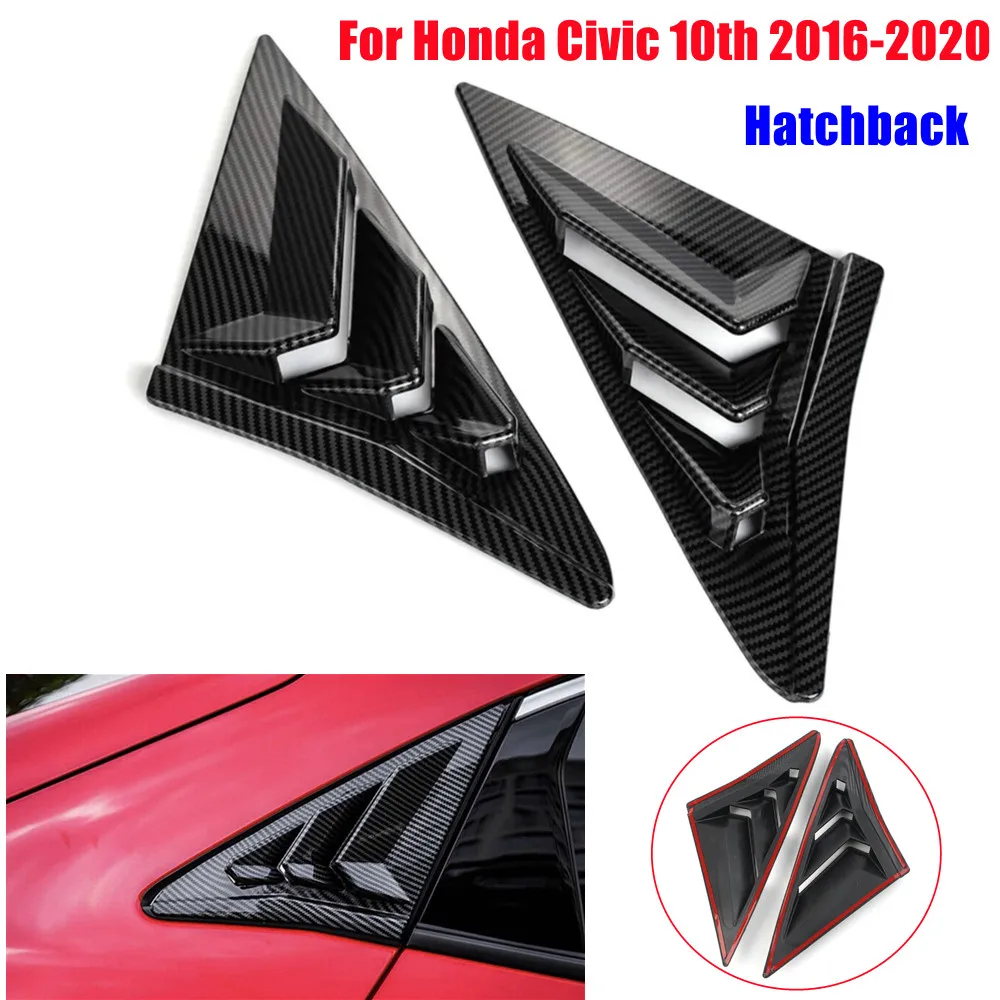 

2 шт. для Honda Civic 10-го поколения 2016-2020, крышка жалюзи на заднее окно автомобиля, боковая накладка вентиляционного отверстия, совок, аксессуары из АБС-пластика