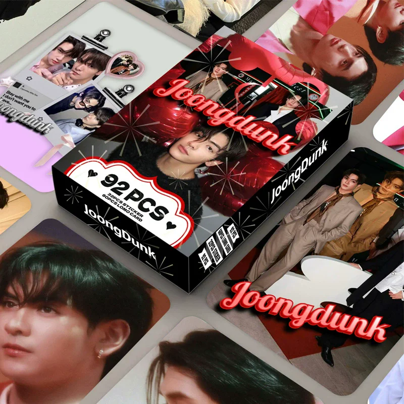 

﻿ 92PCS JoongDunk Holographic Photo Cards Set - Thai BL Stars Laser Lomo Cards with Mini Stickers Perfect Gift for Fans