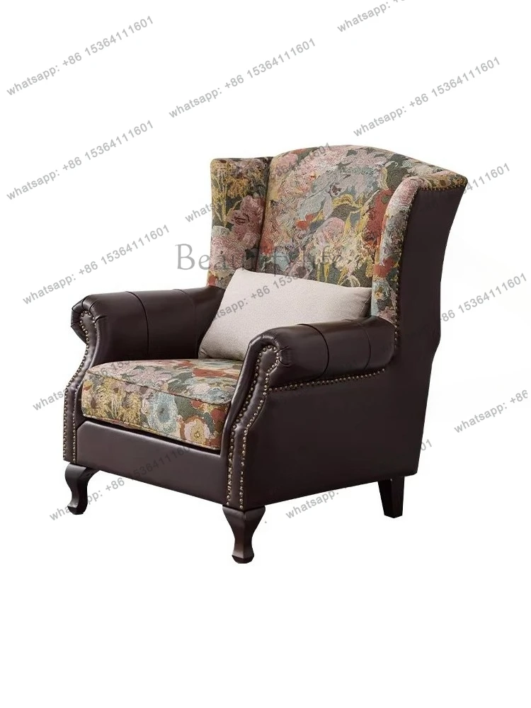 American country style single sofa tiger chair simple and beautiful retro fabric lazy person