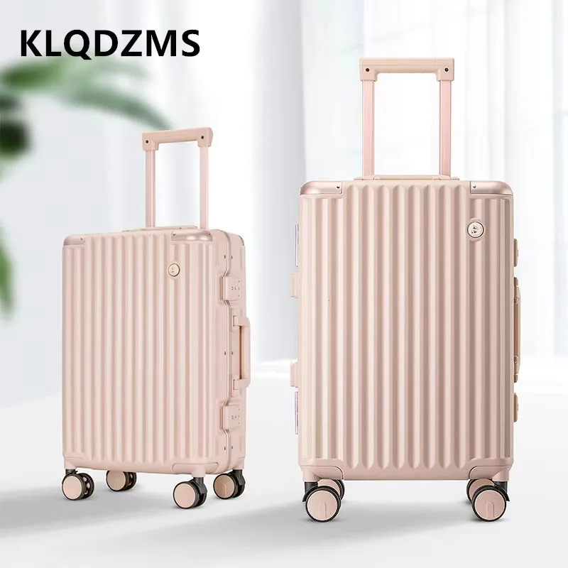 Klqdzms Handgepäck 20 "22" 24 "26 Zoll Aluminium rahmen Trolley Case abs PC Boarding Case mit Rädern Roll koffer