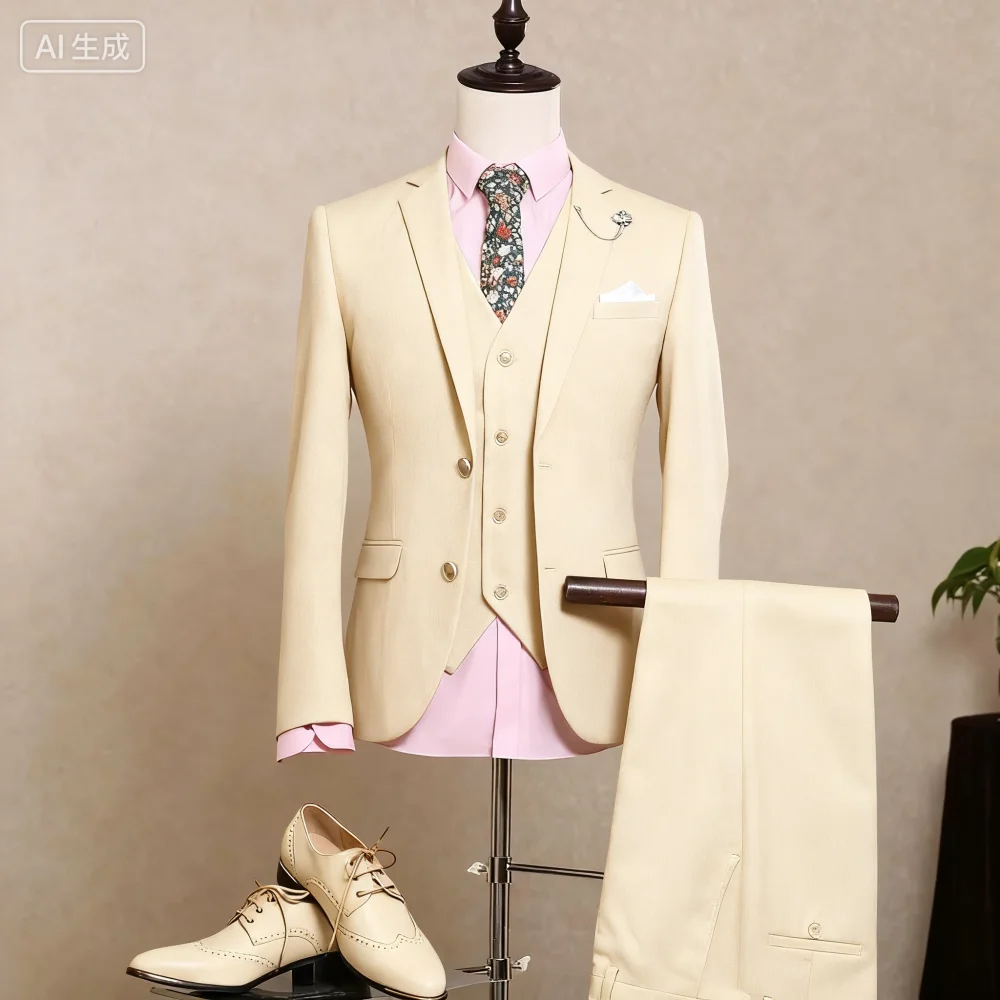 

3 Piece Slim Fit Customized Terno for Men Wedding Groomsmen Elegant Suit Blazer Set for Dance Ball