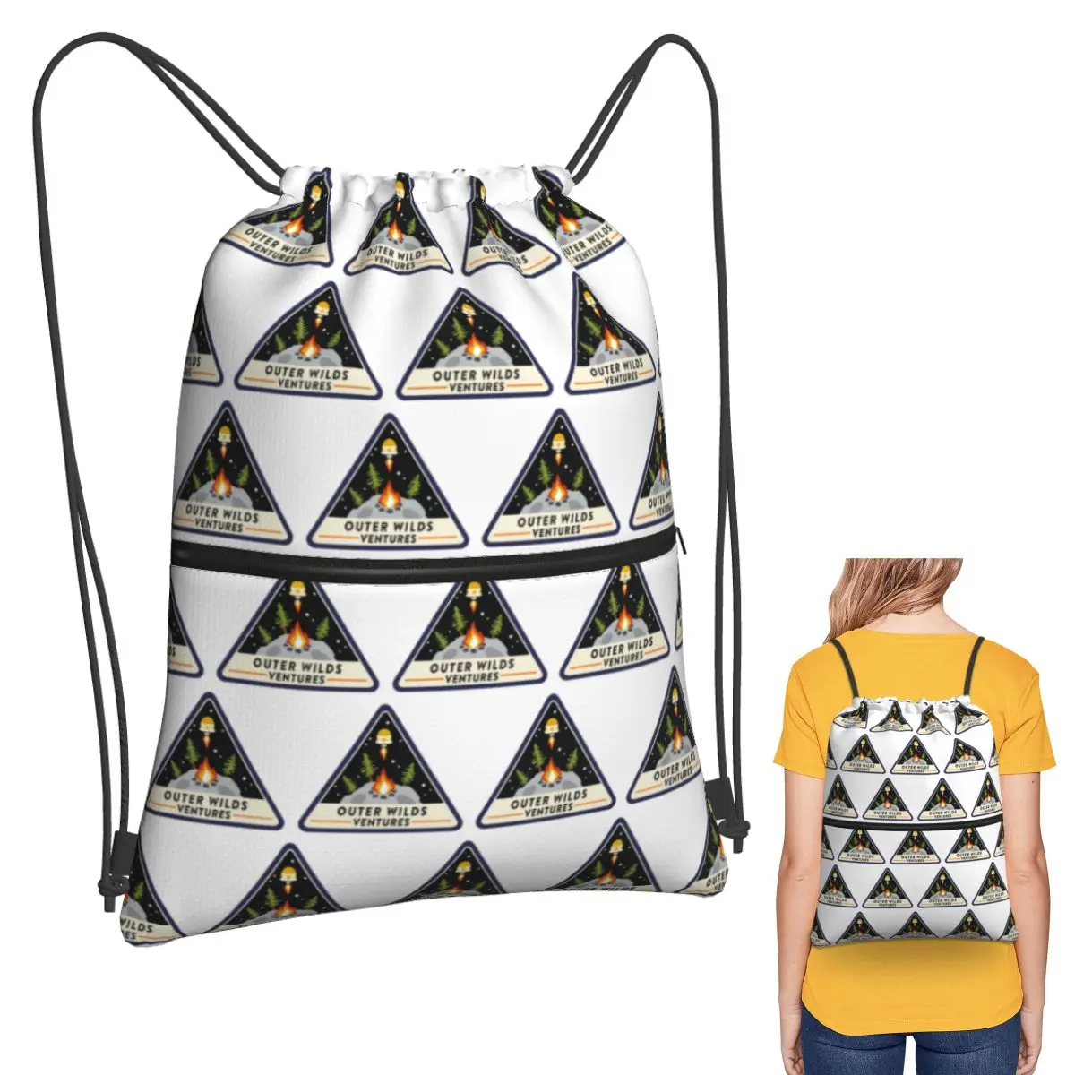Outer Wilds Ventures Patch Backpacks Fashion Drawstring Bundle Pocket Sundries Bag Book Bags for Man Woman Students