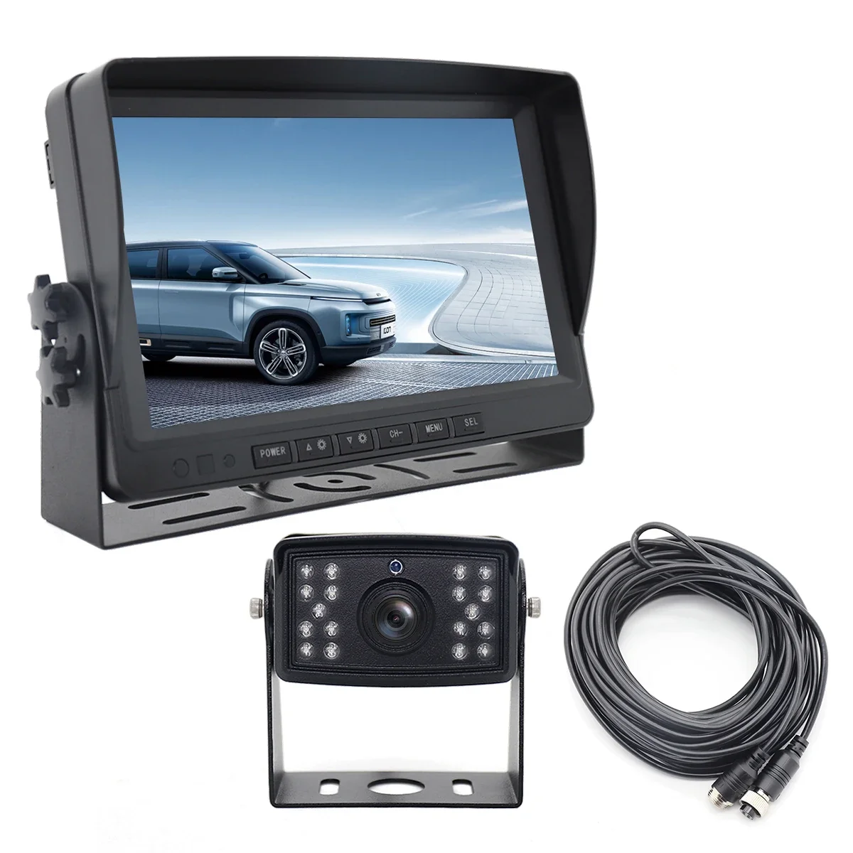 9-Inch automotive LCD wide voltage 12v-35v, with reversing camera kit, suitable for trucks, buses, forklifts