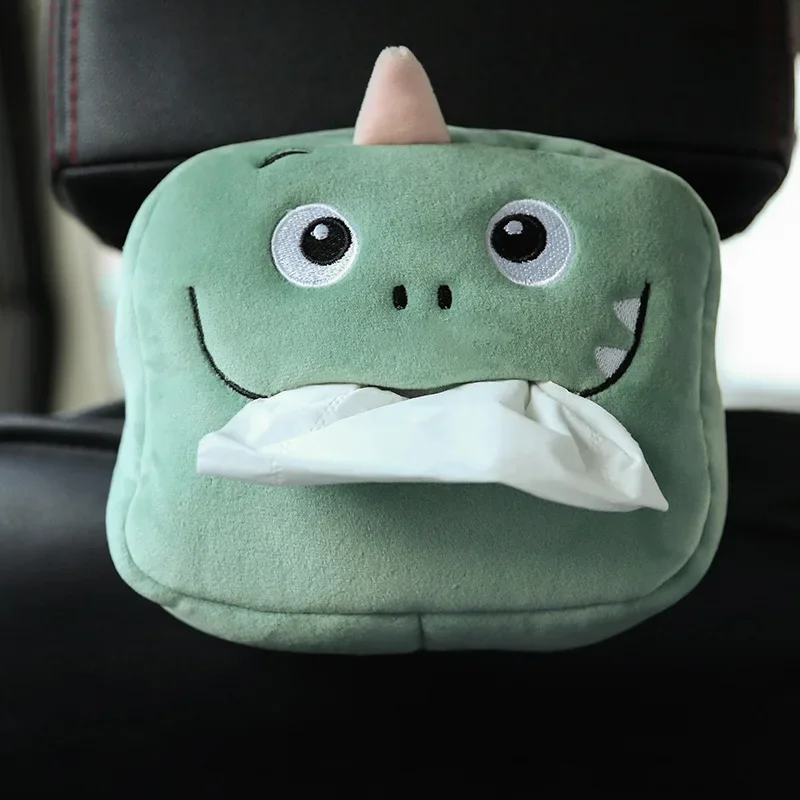 Car Interior Accessories Car Tissue Box Cute Animal Car Tissue Holder Cute Car Seat Napkin Holder Car Decor Plush Dinosaur