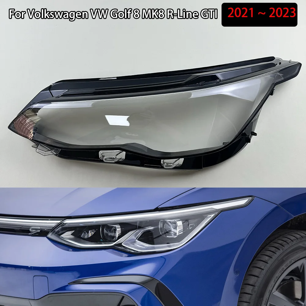 

Чехол для фар Volkswagen VW Golf 8 MK8 R-Line GTI 2021 2022 2023, прозрачный абажур, налобный фонарь из оргстекла