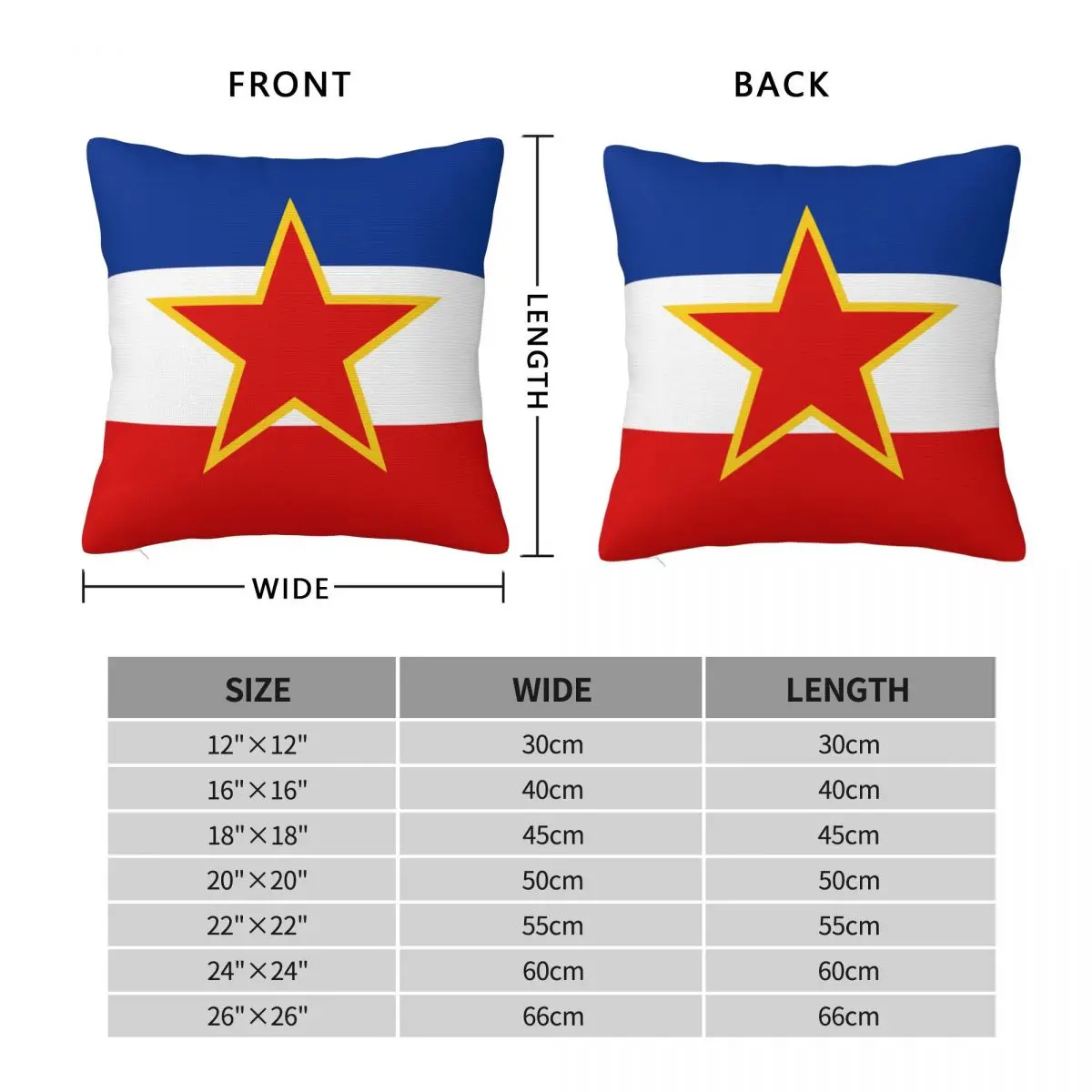 Yugoslavia Flag Pillowcase Polyester Cushion Cover Decorations Throw Pillow Case Cover Home Zippered 40X40cm