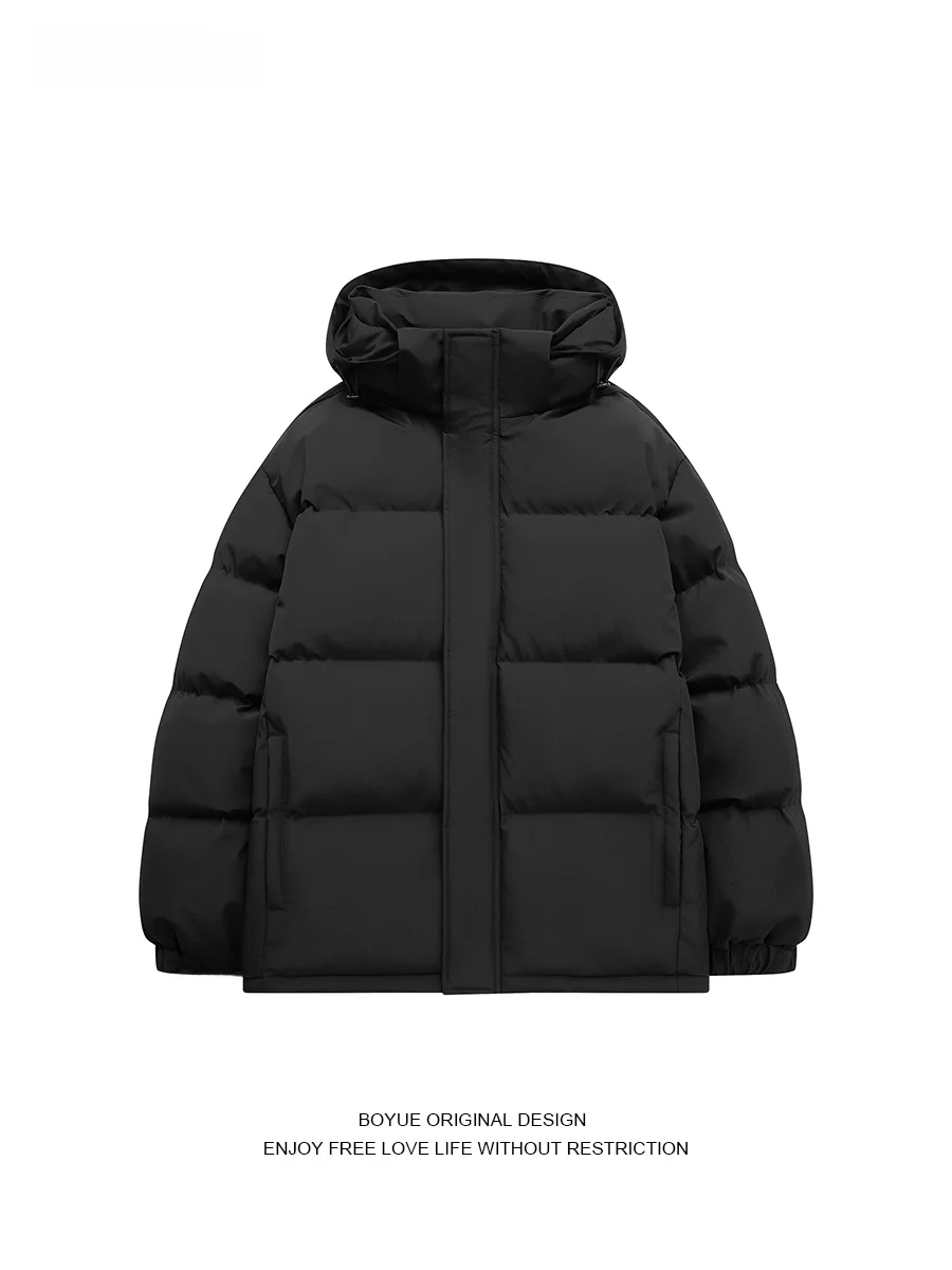 

Мужская модная повседневная верхняя одежда Boyue: однотонная базовая хлопковая куртка с капюшоном, прочная, ветрозащитная, теплая, больших размеров