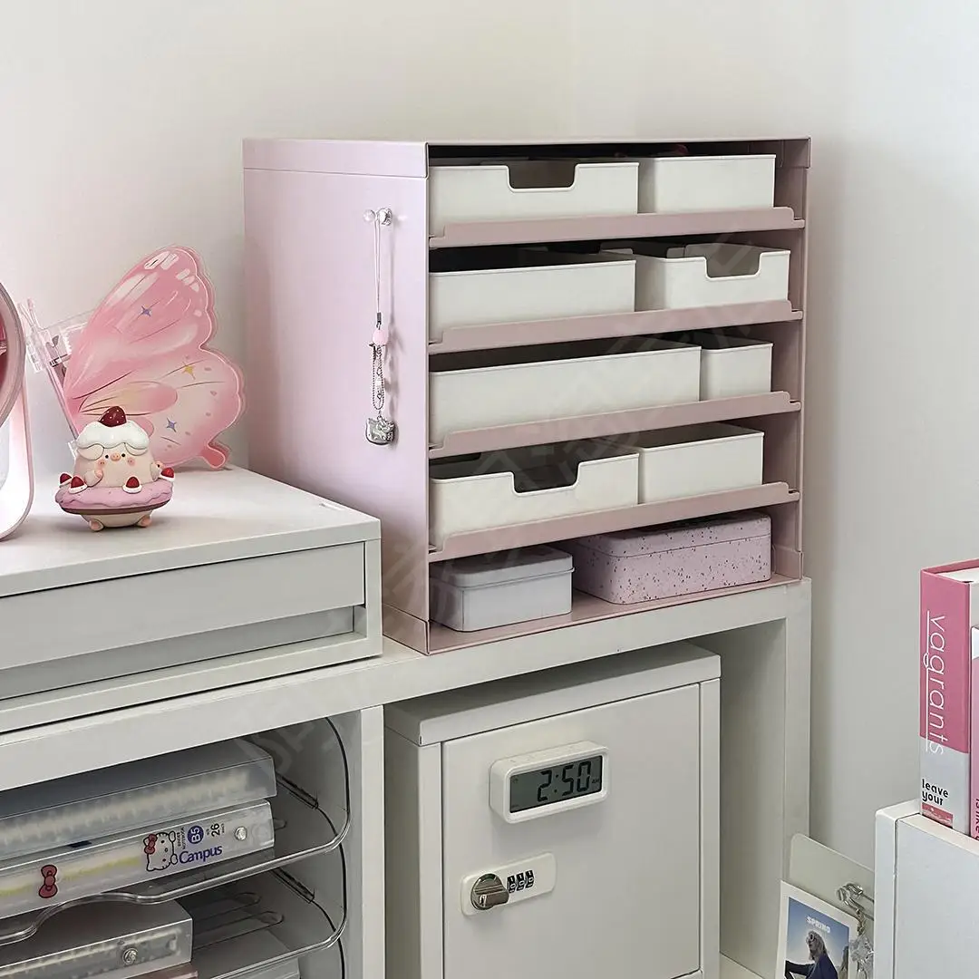 Flat Replacement Office Desktop Pull-out Type Layered Tray Rack Cosmetic File Storage Box Letter Tray