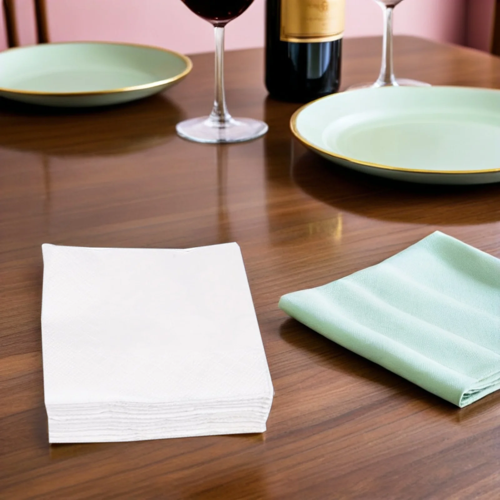 300 ورقة مناديل بيضاء مناديل ورقية 2 رقائق مطعم لوازم الحفلات عيد الميلاد عيد ميلاد دش صديقة للبيئة عالية #1