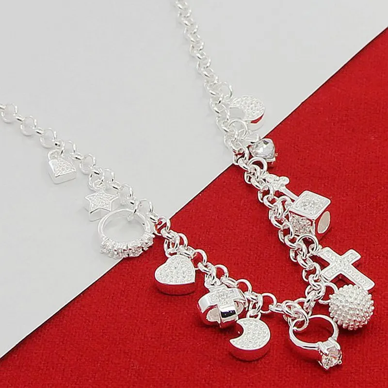 Fashion silver color 13 pendant necklace jewelry men and women jewelry wedding engagement jewelry