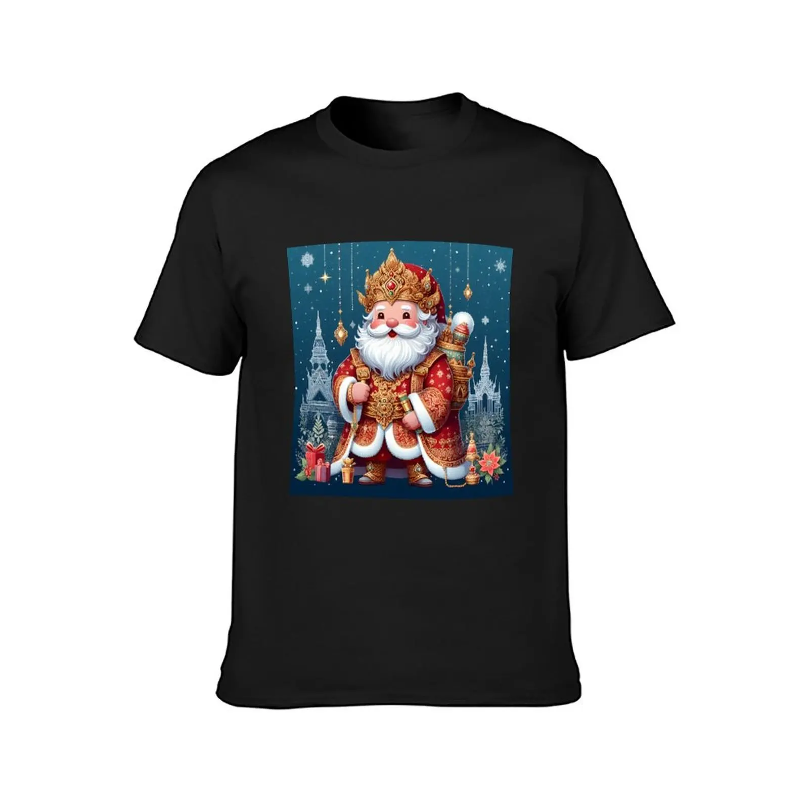 Santa with a Thai Twist: A Merry Cultural Blend T-Shirt plain blacks summer tops mens clothes