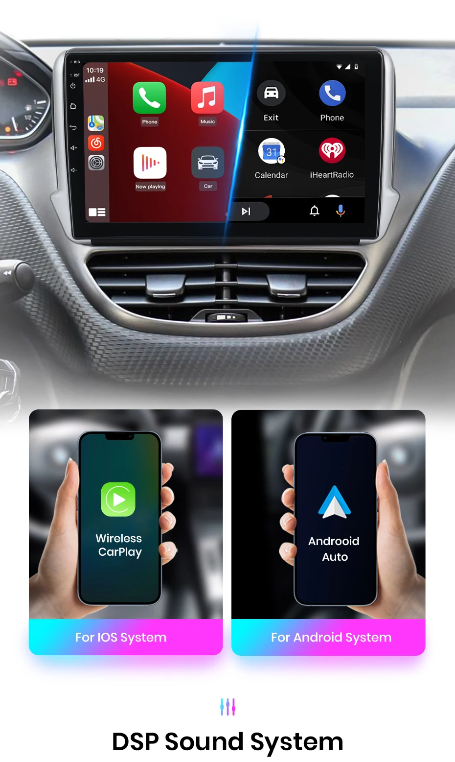 Junsun Wireless Carplay Android Auto Autoradio für Peugeot 2008 208 2012-2018 GPS Multimedia 2 Din – Detail 12