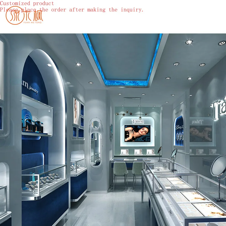 

High Quality Jewellery Display Counter Custom Retail Shop Interior Glass Jewelry Showcase Design