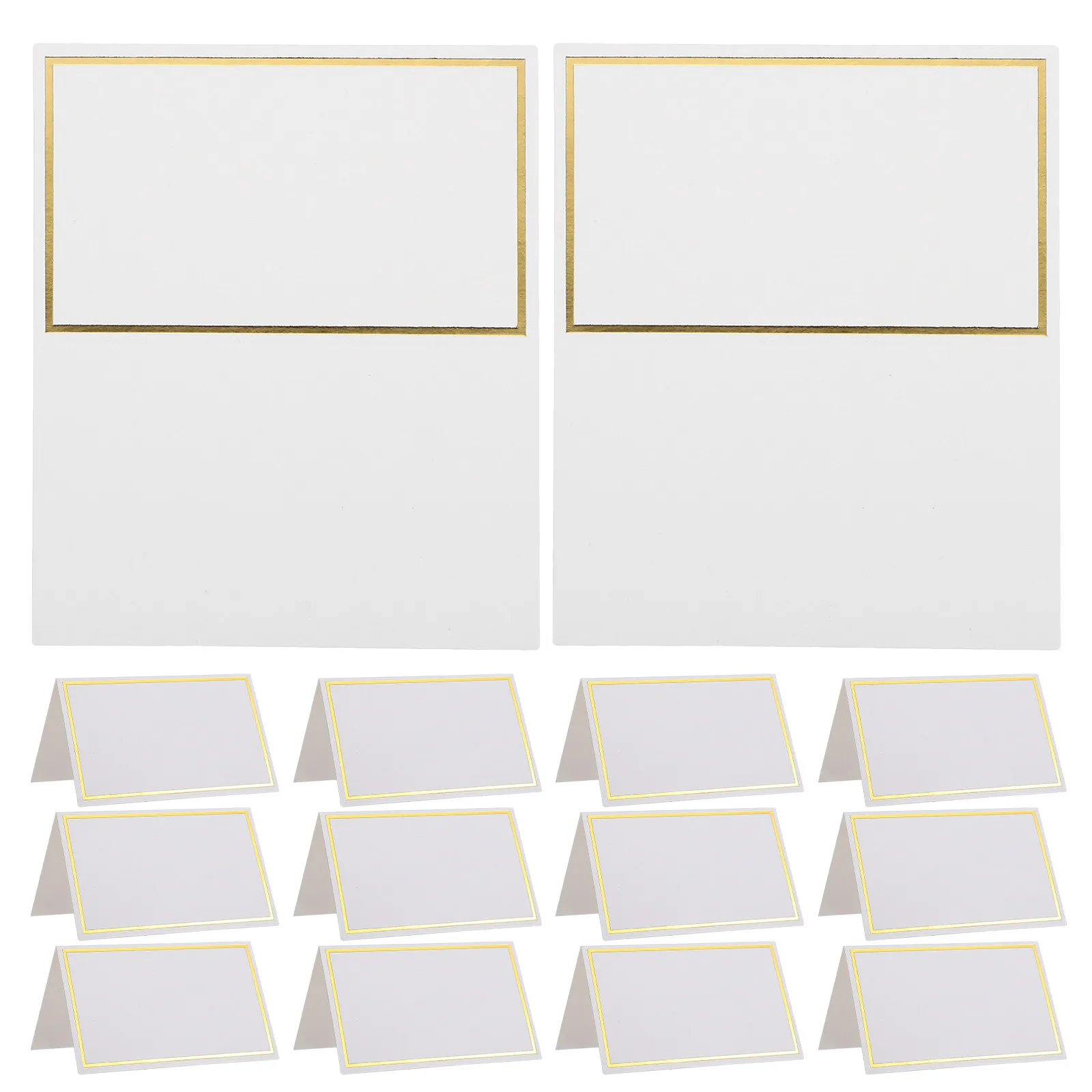 150Pcs Paper Seat Cards Folding Tent Style with Gold Foil Border for Weddings Banquets Parties Table Place Cards