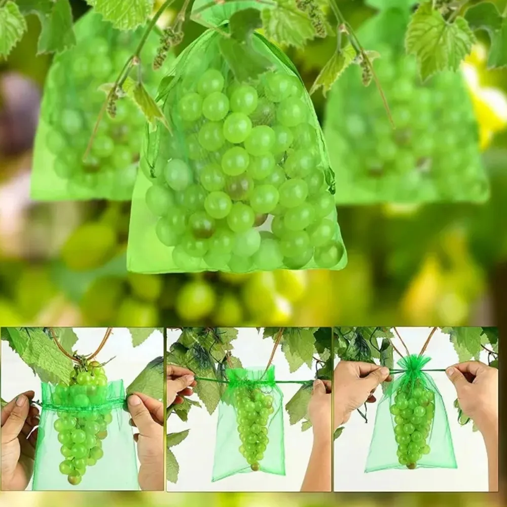 50-300Pcs Fruit Protection Netting Bags Grapes Protection Bags Anti-Bird Garden Netting Bags Plante Vegetable Netting Cover gallery 4