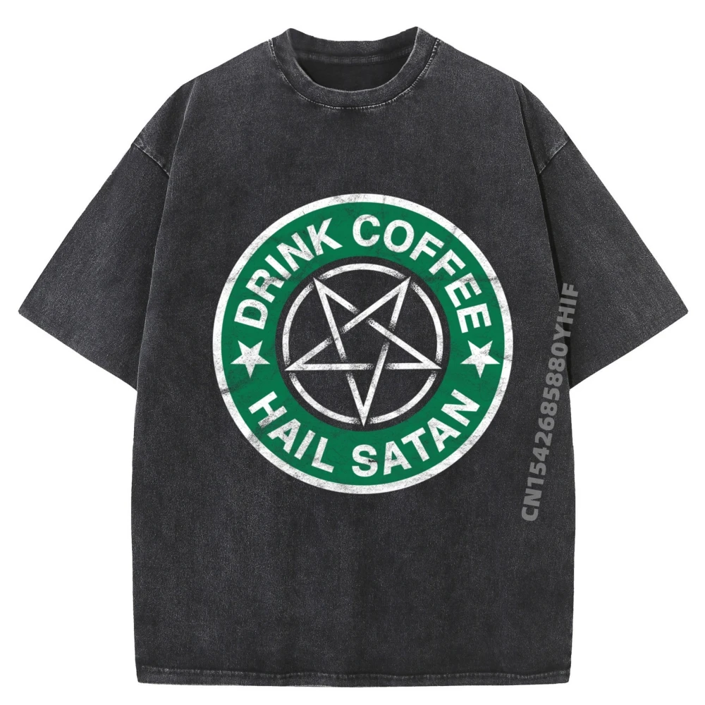 

Pentagram Clothing Printed T-Shirt Mens Luxury Clothing Breathable Washed T Shirt Male Street Graphic Tees