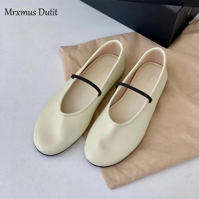 Mrxmus 2024 Spring Summer Fashion New Women Genuine Leather Square Head Shallow Sandals Elegant Simple Casual Shoes Female Chic