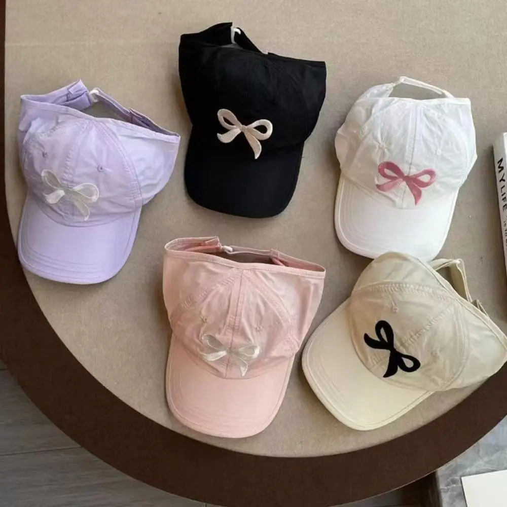 Korean Style Half Empty Top Hat Shading Hat Anti-UV Sun Hat Summer Kid Sunhat No Top Beach Hat Bow Children's Visor Hat Girls