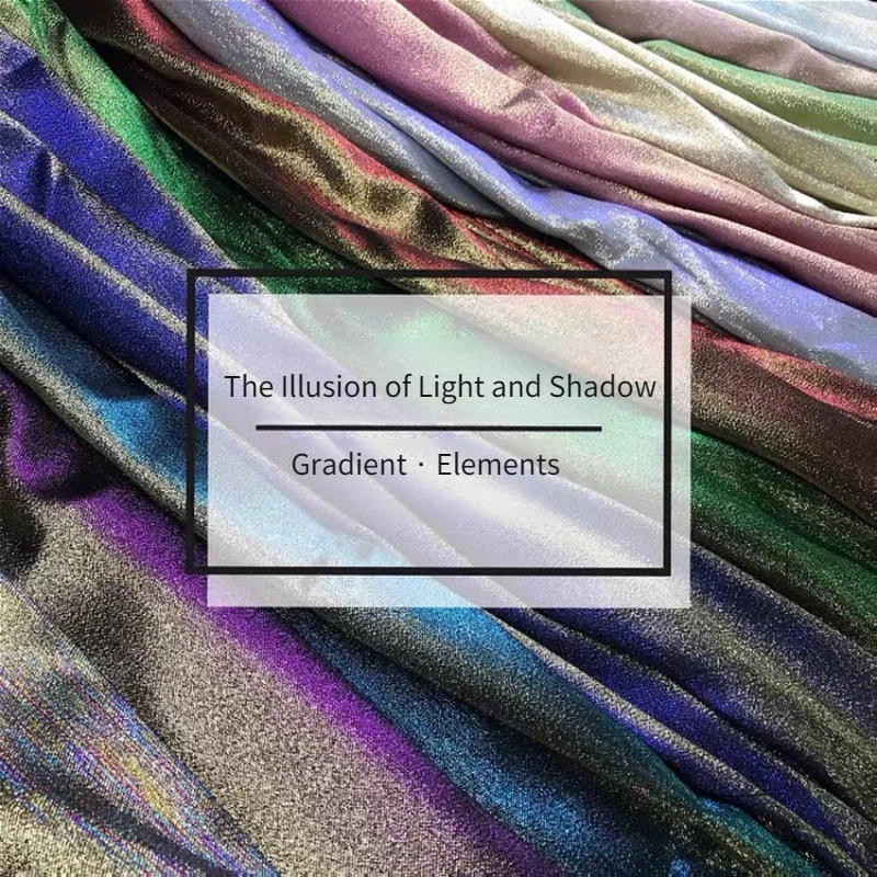 Gradient Glitter Fabric By Meters for Needlework Doll Clothes Stage Costume Background Diy Swing Two Color Shiny Cloth Sliver