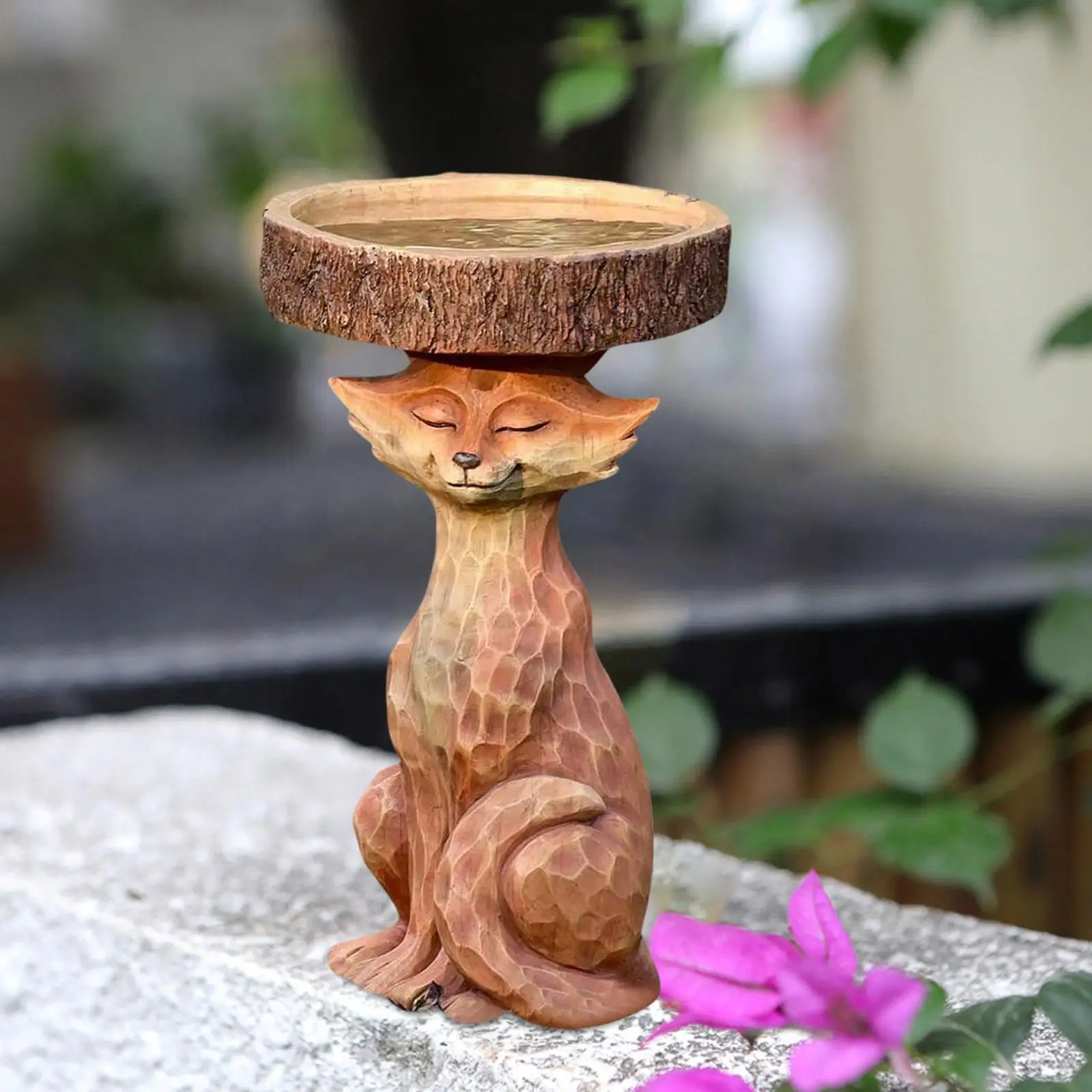 

Lowrie Statue Figurine Garden Bird Bath Bowl Deck Resin Feeder Animal Sculpture for Balcony Outside Railing Wildbird Drinking