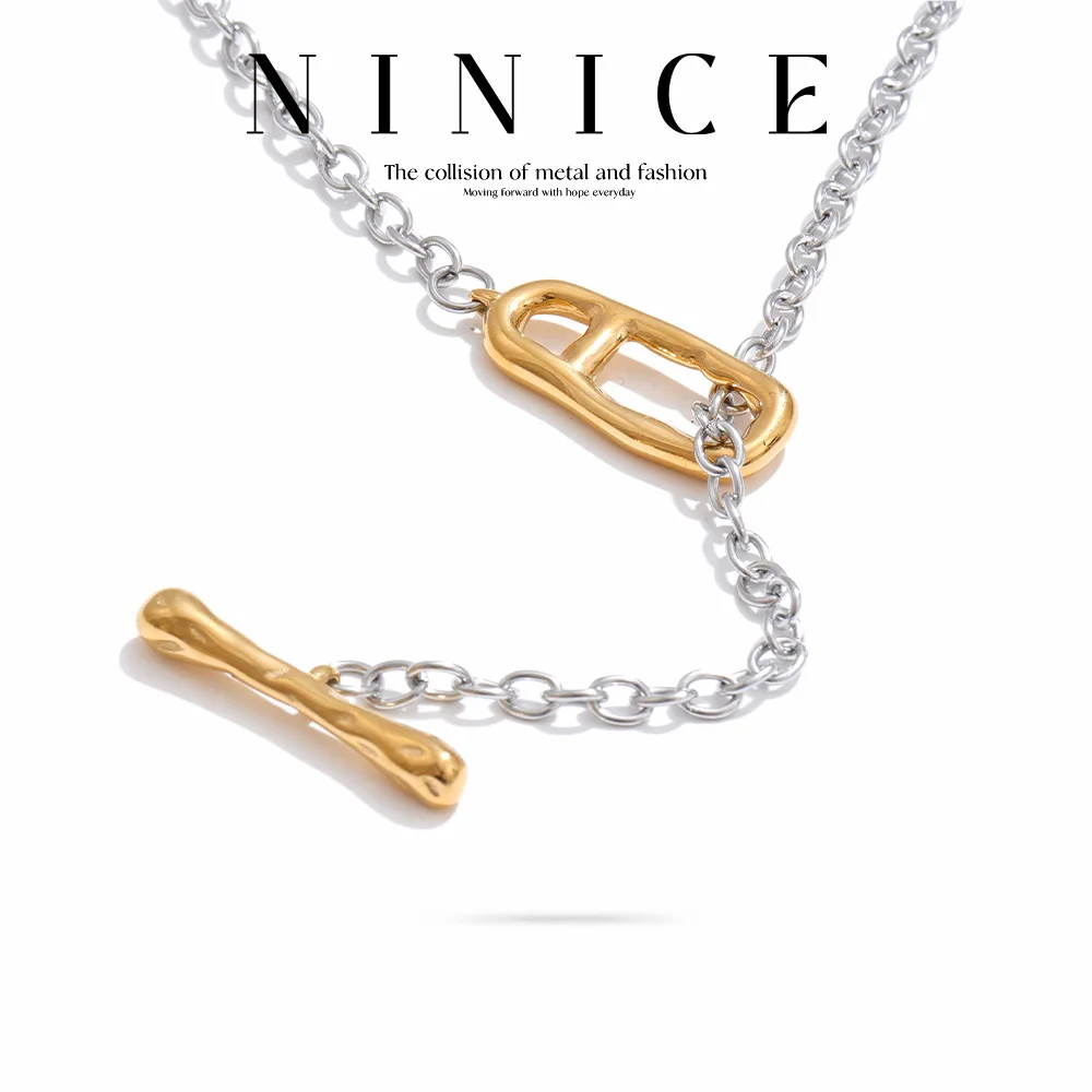 NiNice Necklace 316L Stainless Steel Chain Buckle Long Unique Waterproof Personalized Popular Trend Gift Wholesale 82cm