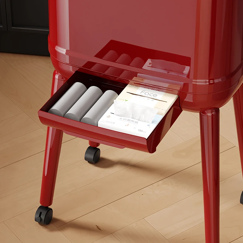 Hands Free Tall Legged Trash Can Kitchen Living Room Luxury Large Capacity Movable Lid No Bending Required Multifunction Bin