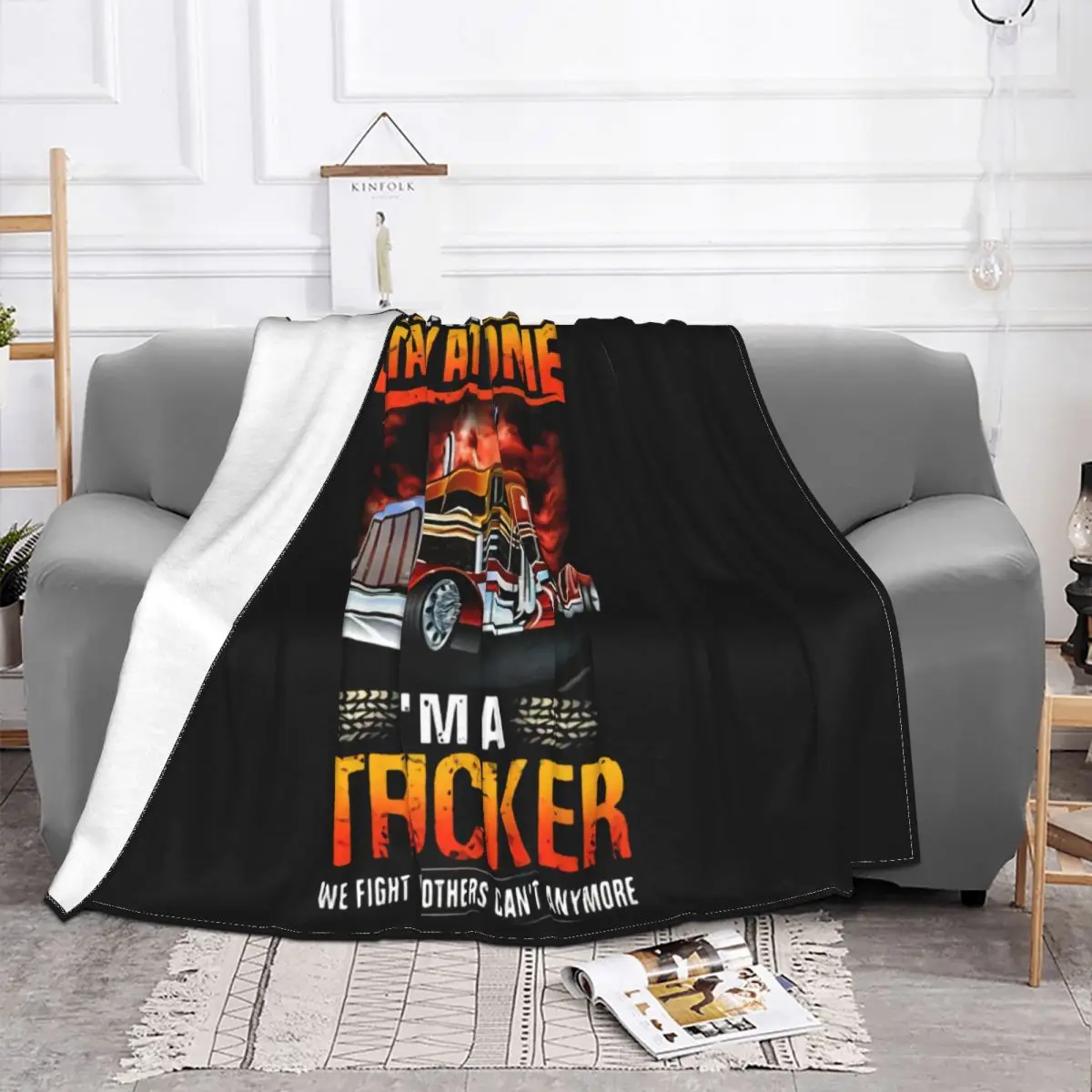 I Cant Stay At Home Im A Trucker Funny Vintage Gift Men Fresh Design Designing Middle Aged Throw Blanket