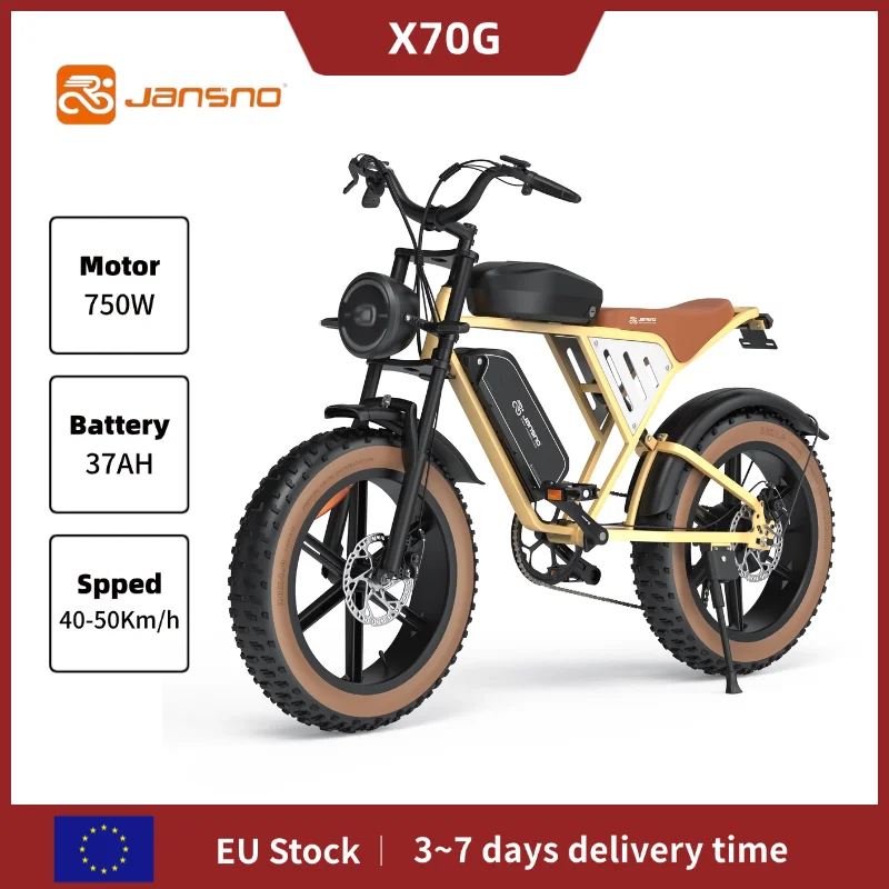 Vélo électrique pour adultes JANSNO X70G 750W 48V 37AH avec double batterie amovible, pneus larges de 20 pouces, tout-terrain, hors route