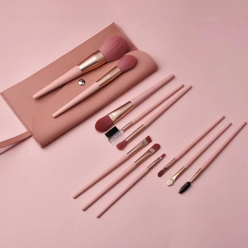 Ensemble de 12 pinceaux de maquillage pour poudre rose, Blush, ombre à paupières, débutant, ensemble complet d'outils de beauté