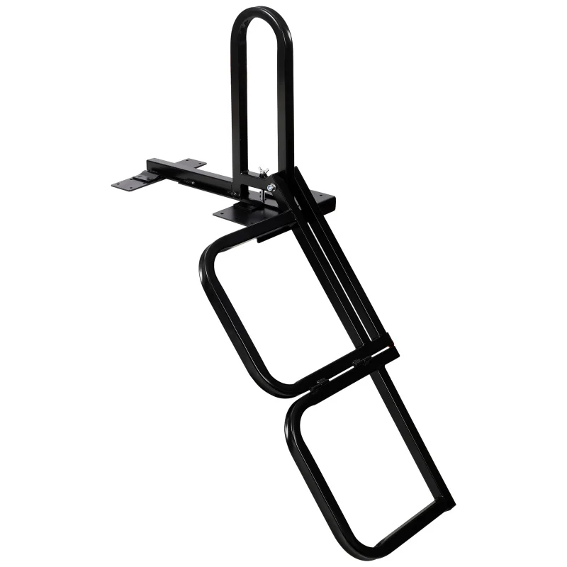 

Foldable Pickup Truck Tailgate Two-Step Ladder - Universal Fit. Drilling Hex Screws for Easy Install. Load Capacity: 300 LBS. Serves To Secure Items In Truck Bed