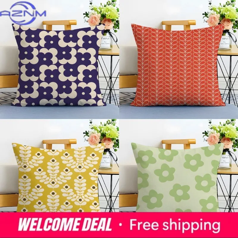 Simple Casual Fashion O-Orla Kiely Cushion Cover Washable Linen Pillowcase Soft  for Sofa Bed Cozy Home Room Decor