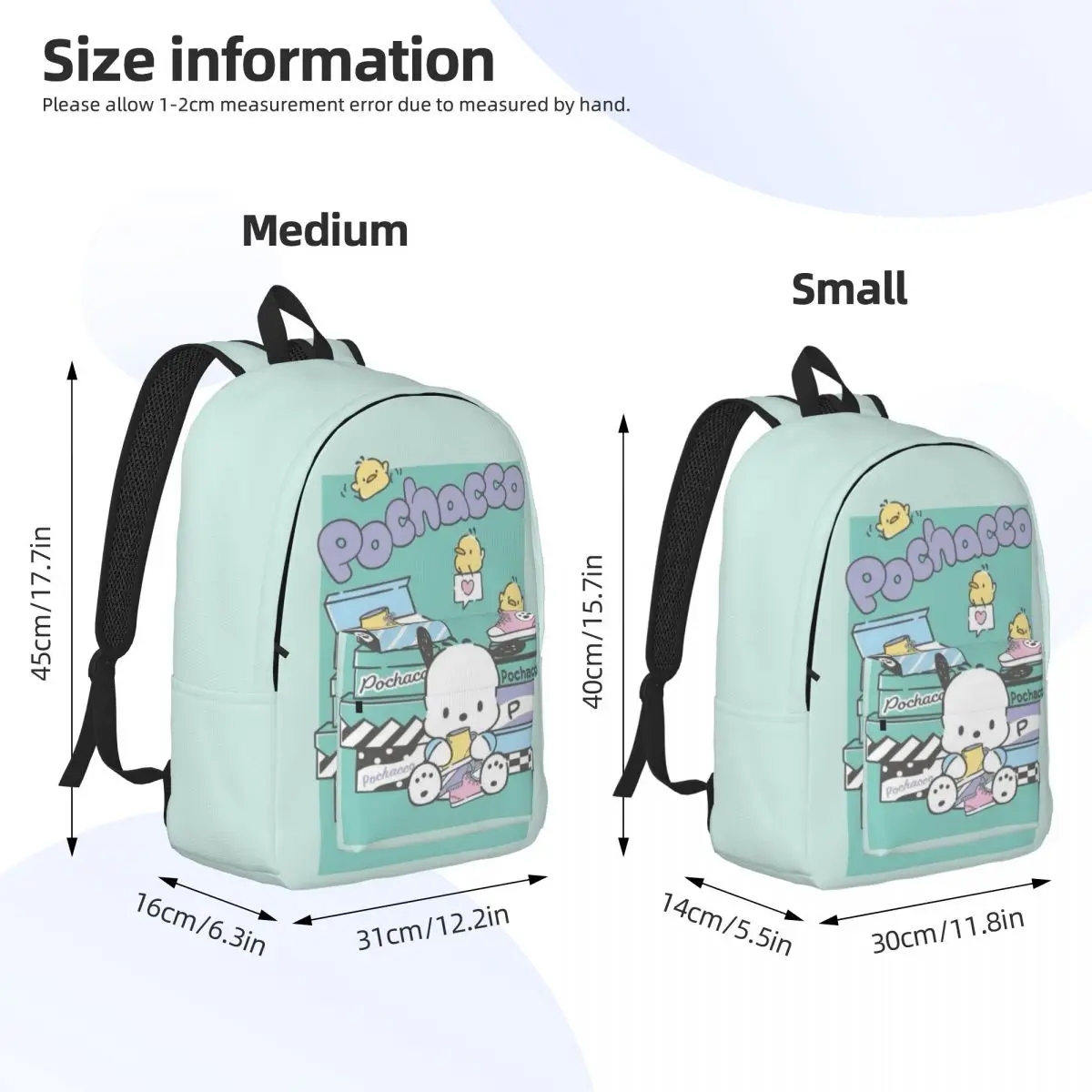 Pochacco New Fashion High Capacity Waterproof College Backpack Trendy Laptop Travel Book Bag 15in 17in