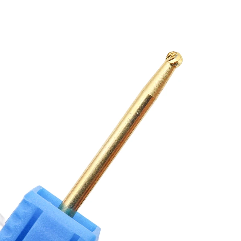 EasyNail Pro. Gold cuticle clean Ball Shape Tungsten Carbide Bur Nail Drill Bit Cutter Nail Files Nail Electric Drill Accessory.