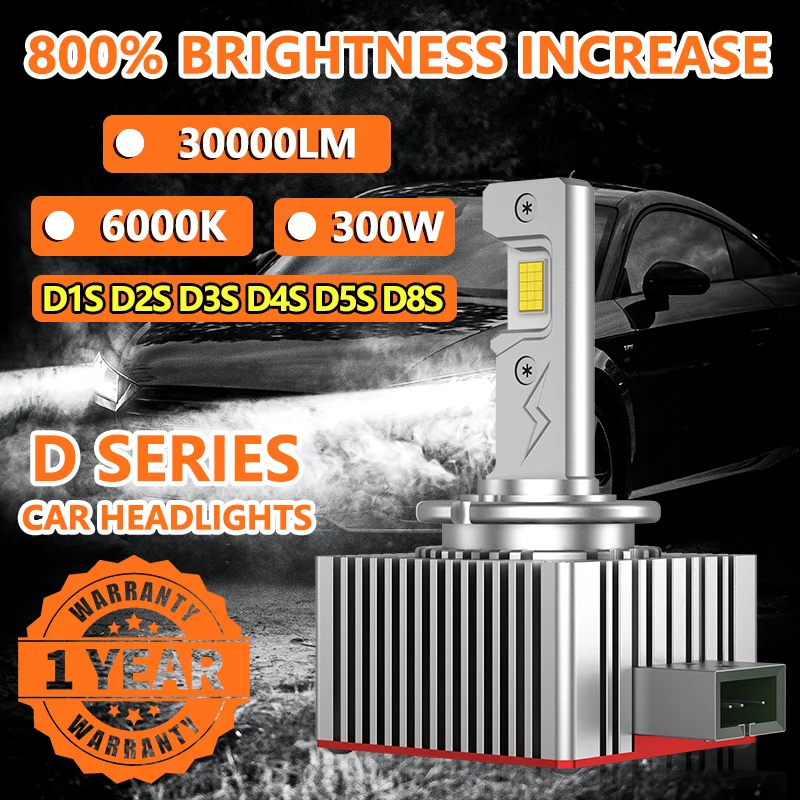 D1S D3S LED Headlights 1:1 Car Lamp Xenon HID D2S D4S D5S D8S D1R D2R D3R Turbo 30000LM Auto Bulbs Two-sided CSP Chip 6000K