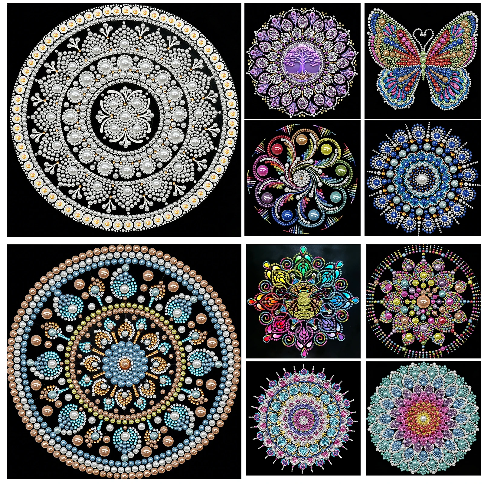 

Набор для творчества: Жемчужная мандала по технологии DIY для взрослых/начинающих, 25x25 см, с рамкой. Отличный подарок и декор для дома.