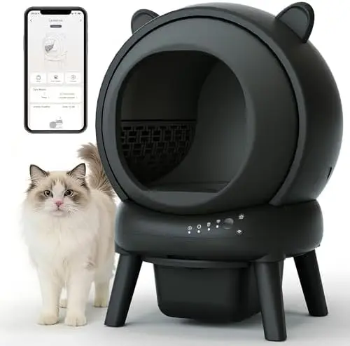 Self Cleaning Litter Box, Automatic Cat Litter Box for Multiple Cats, Auto Litter Box Robot with APP Control, Dual