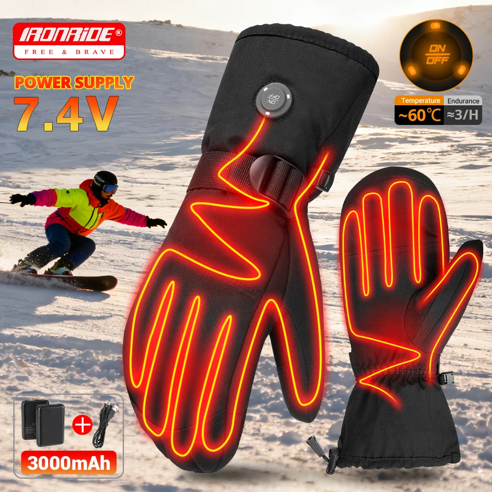 

Новые лыжные перчатки с подогревом, зимние теплые лыжные перчатки с электрическим подогревом, мужские уличные лыжные перчатки с подогревом, перезаряжаемые 3000 мАч, 7,4 В