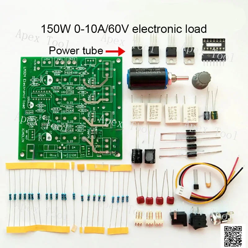 

DIY LM324 150W Simple Electronic Load Kit Power 150W 10A / 60V 2.5A within 15V