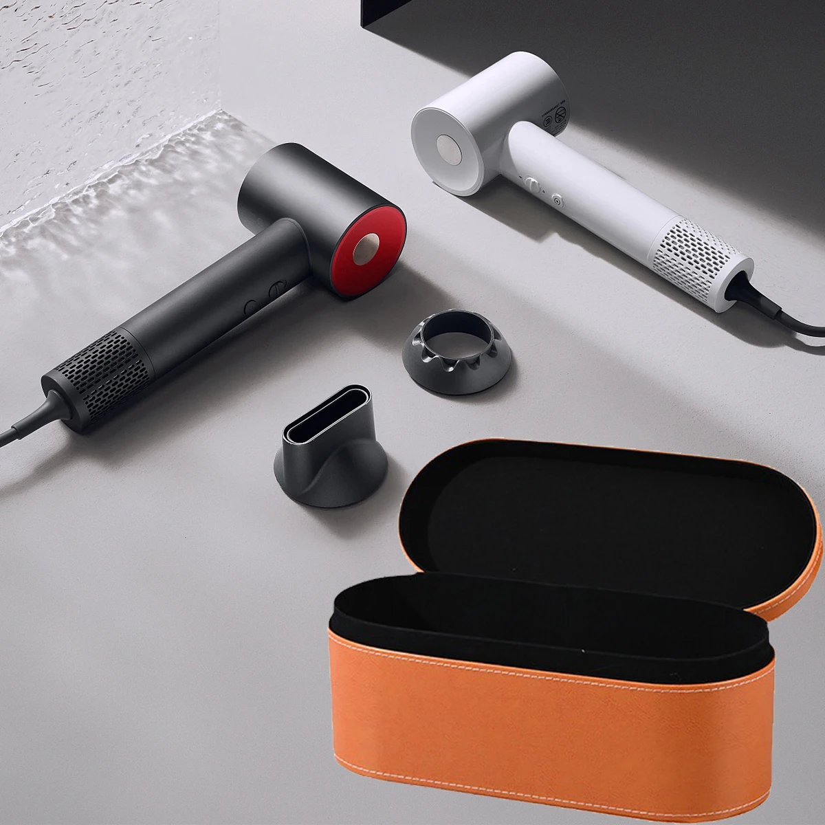 Fashion Storage Bag For Curling Stick Carry Case Shockproof Box Curling Iron Storage Bag PU Leather Hair Dryer Case