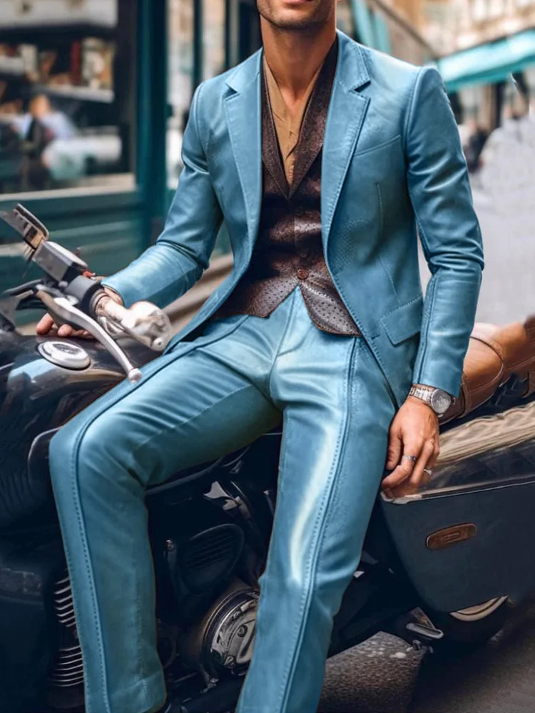 

Мужской костюм из искусственной кожи, деловые свадебные костюмы для мужчин, лучший мужской пиджак, одежда для жениха, смокинги, приталенный костюм Homme Mariage