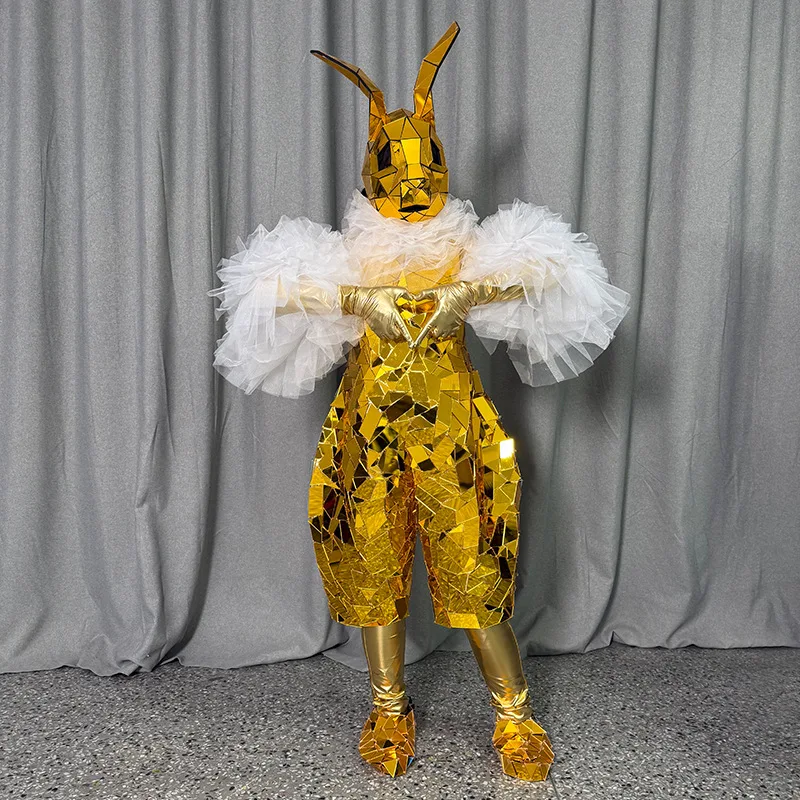 

Amusement park parade suit golden rabbit mirror man clothing reflective lens mirror performance suit personalized street show