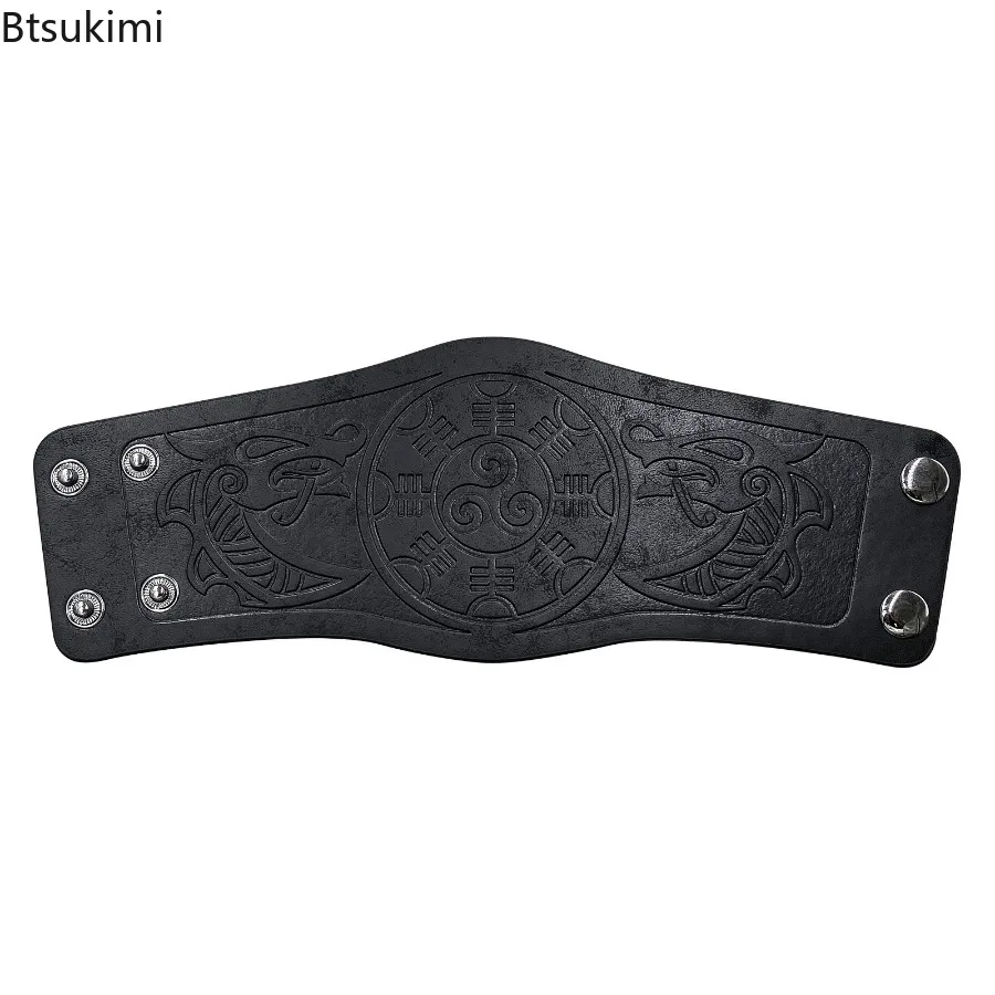 الفايكنج نمط خمر تنقش بو الجلود المعصمين درع القرون الوسطى معصمه هالوين المحارب فارس تأثيري حلي الملحقات #6