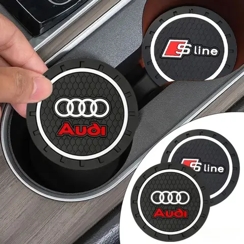 2P 자동차 미끄럼 방지 실리콘 워터 코스터 S라인 아우디 TT RS A4 A3 A5 A6 A1 Q2 Q3 Q5 Q7 스포츠 개조 코스터 액세서리