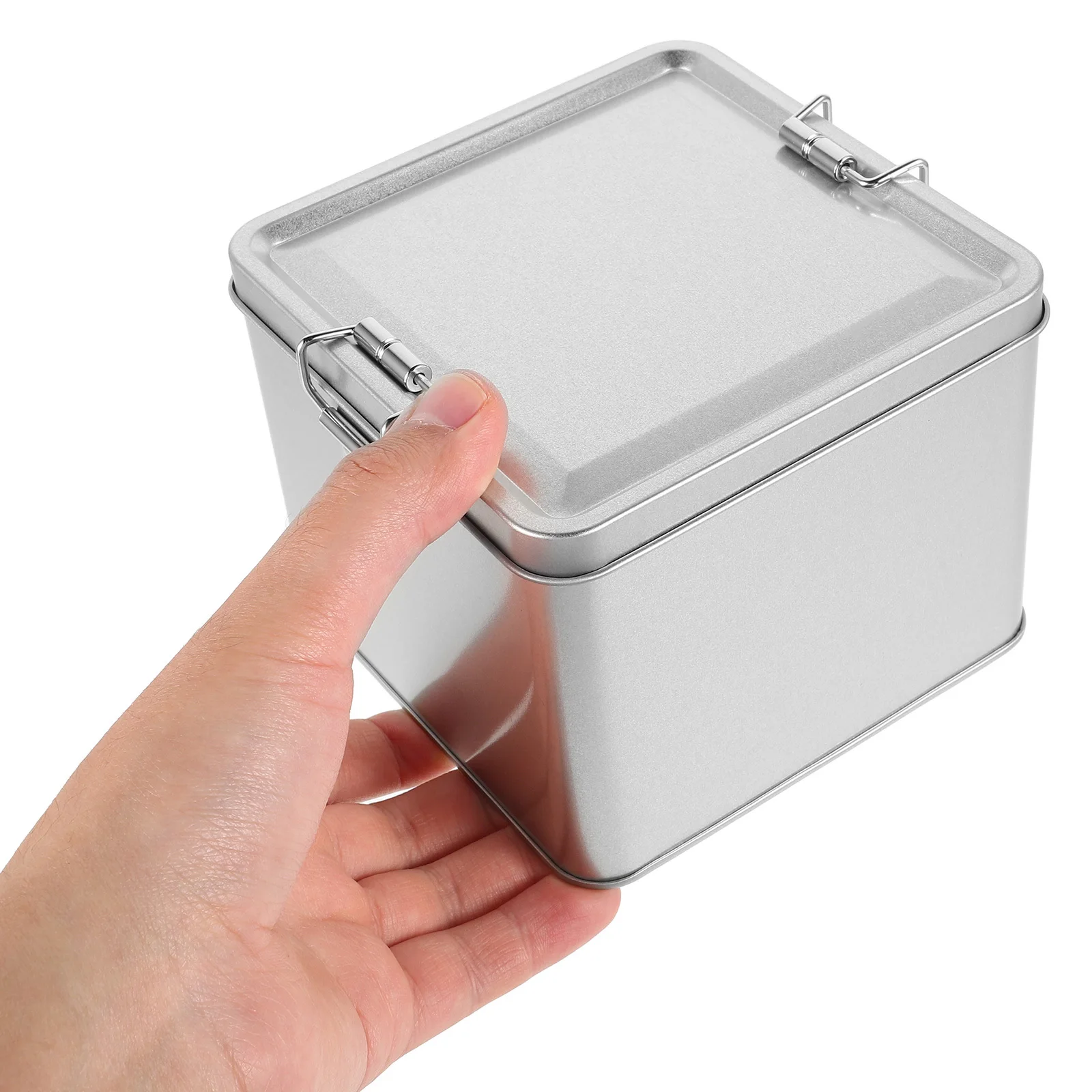 

Tinplate Cookie Box Metal Storage Container Sealing Cover Compact Candy Jar Tea Canister for Home Kitchen Office Storage