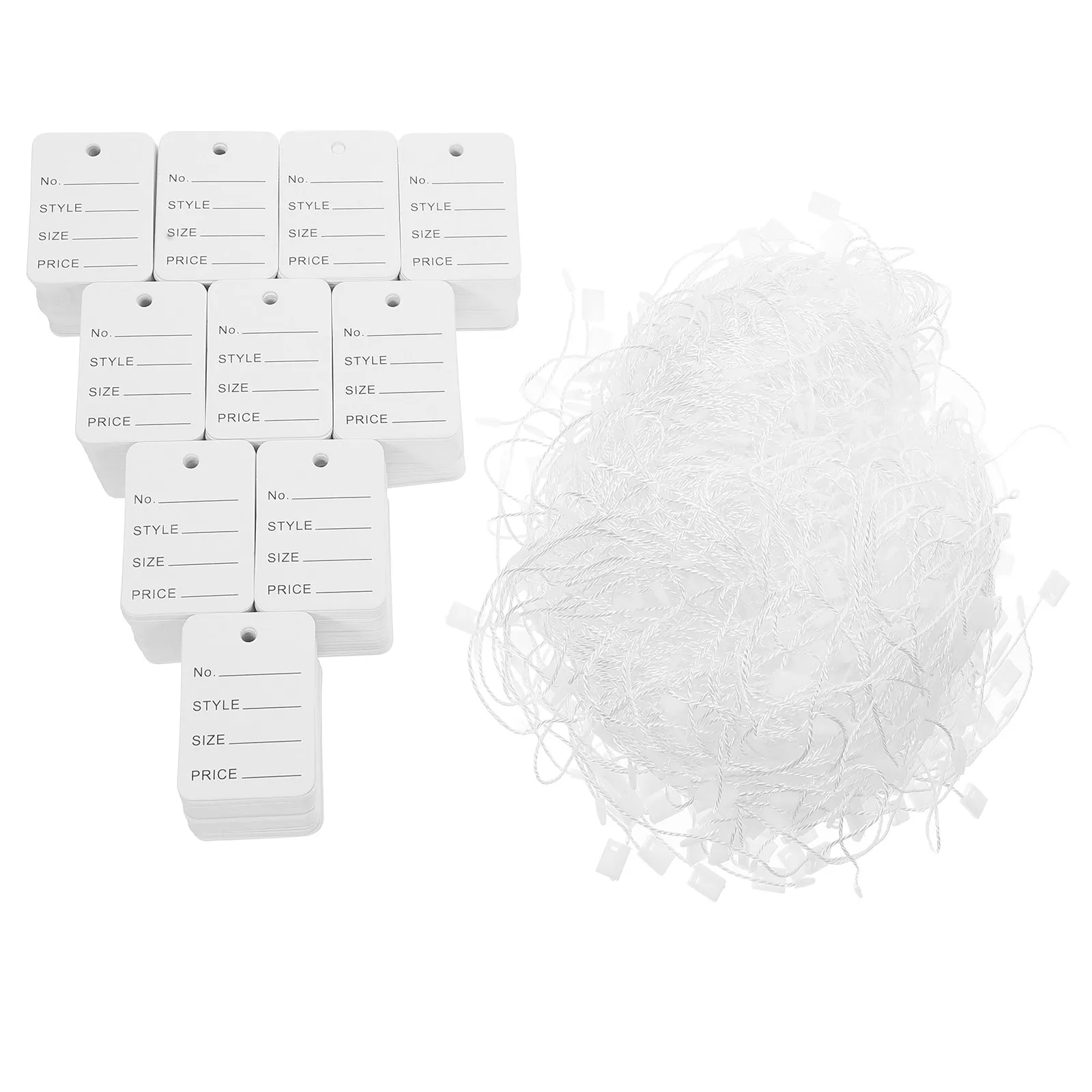 

2000Pcs White Plastic Hang Tags for Jewelry Clothing Pricing Labels Secure String Tags for Retail Apparel Socks Shoes