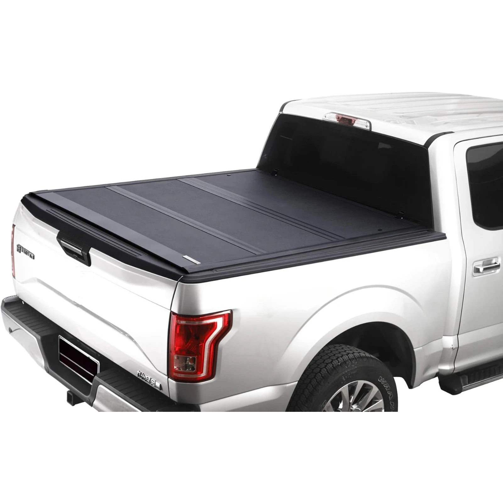 US  Low Profile Hard Folding Truck Bed Tonneau Cover, Compatible with 2015-2024 F150 Pickup 5.6 Ft Bed