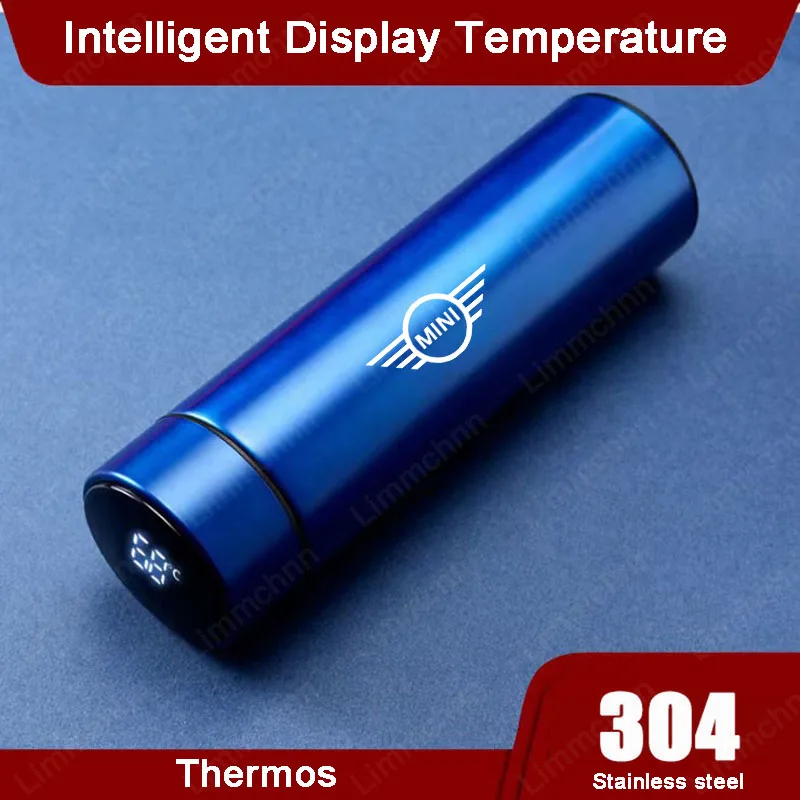 Stainless Steel Intelligent Temperature Measuring Thermos Car Logo Mug For MINI ONE Cooper S CLUBMAN R55 R56 R60 R61 F54 F56 F60