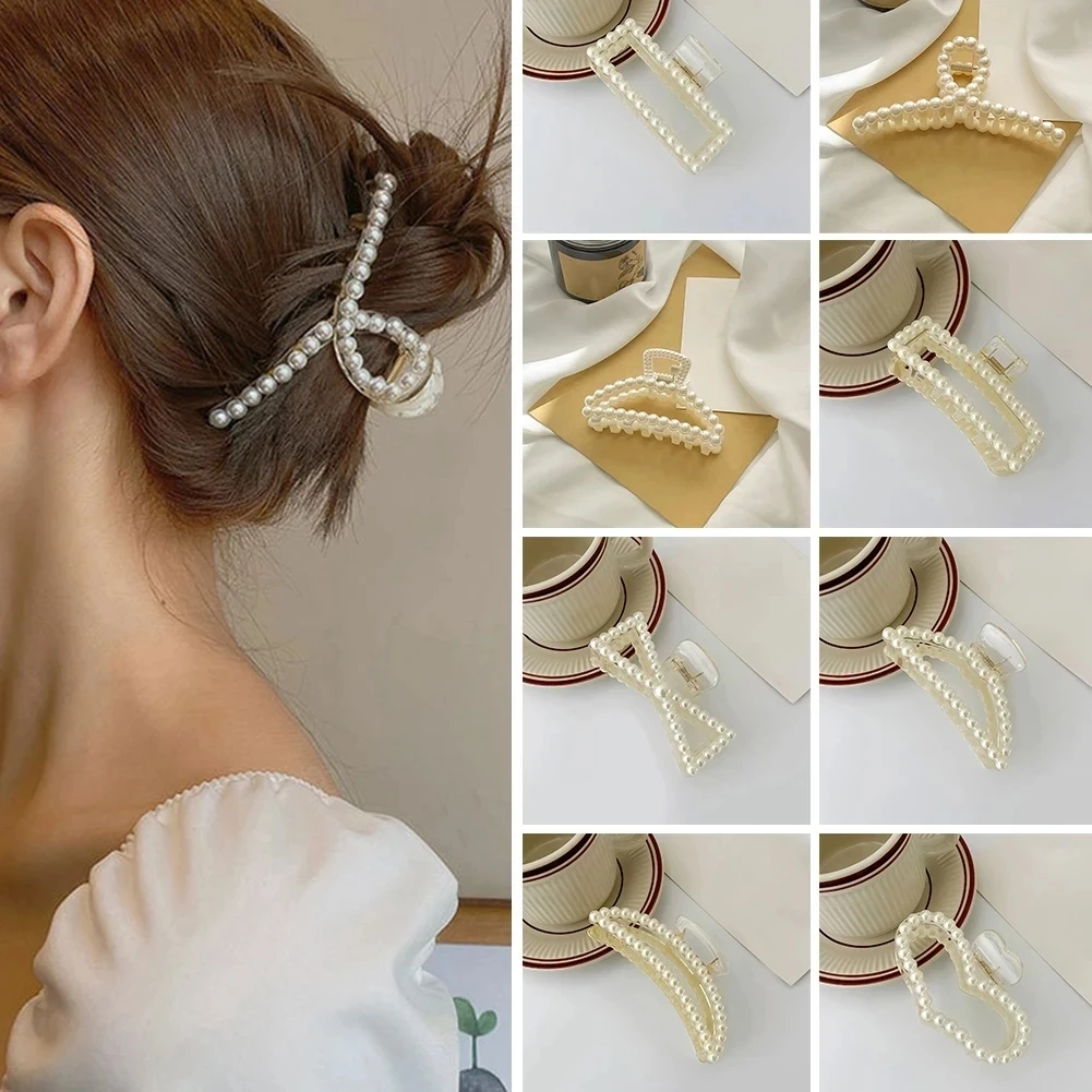 1PC eleganckie perły koraliki szpilka dla kobiet nakrycia głowy skrzyp polny spinki do włosów krab akcesoria moda geometryczny pazur do włosów