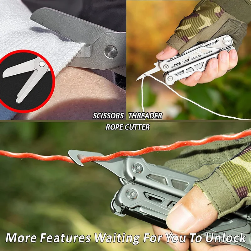 17-in-1 Needle Nose Pliers Multi-tool with Sheath - Multi-Plier, Pocket Knife, Serrated Blade, Screwdriver, Bottle Opener - EDC