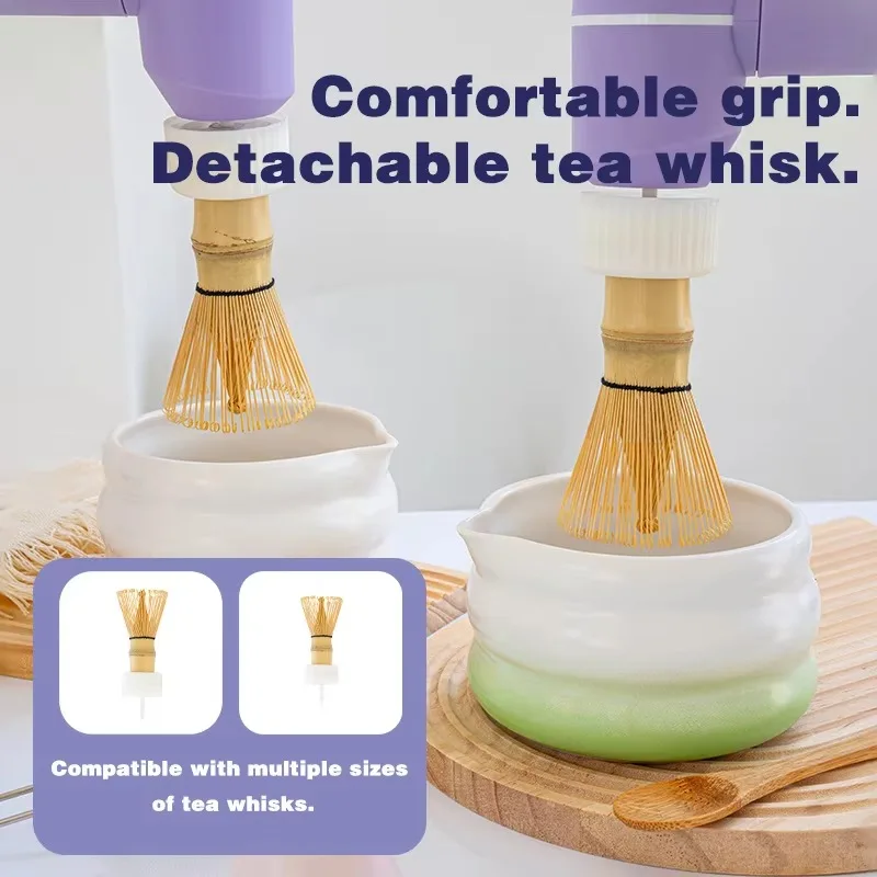 Electric Matcha Whisk 3 Speed Adjustable Type-C Rechargeable Milk Frother for Matcha Tea Coffee Kitchen Use